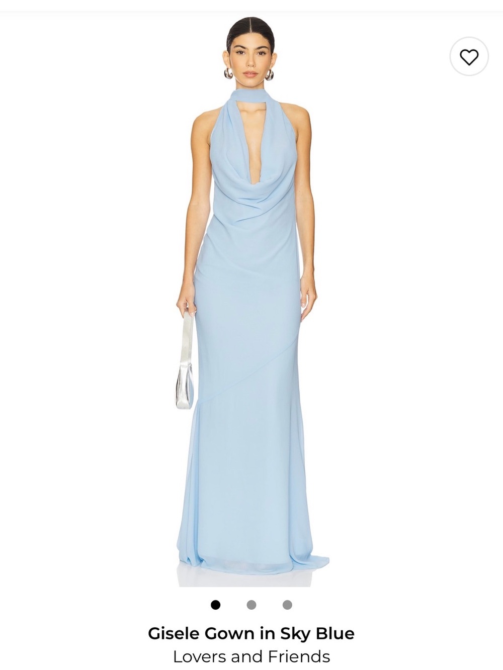 Lovers + Friends Sky Blue Draped Halter Maxi Dress